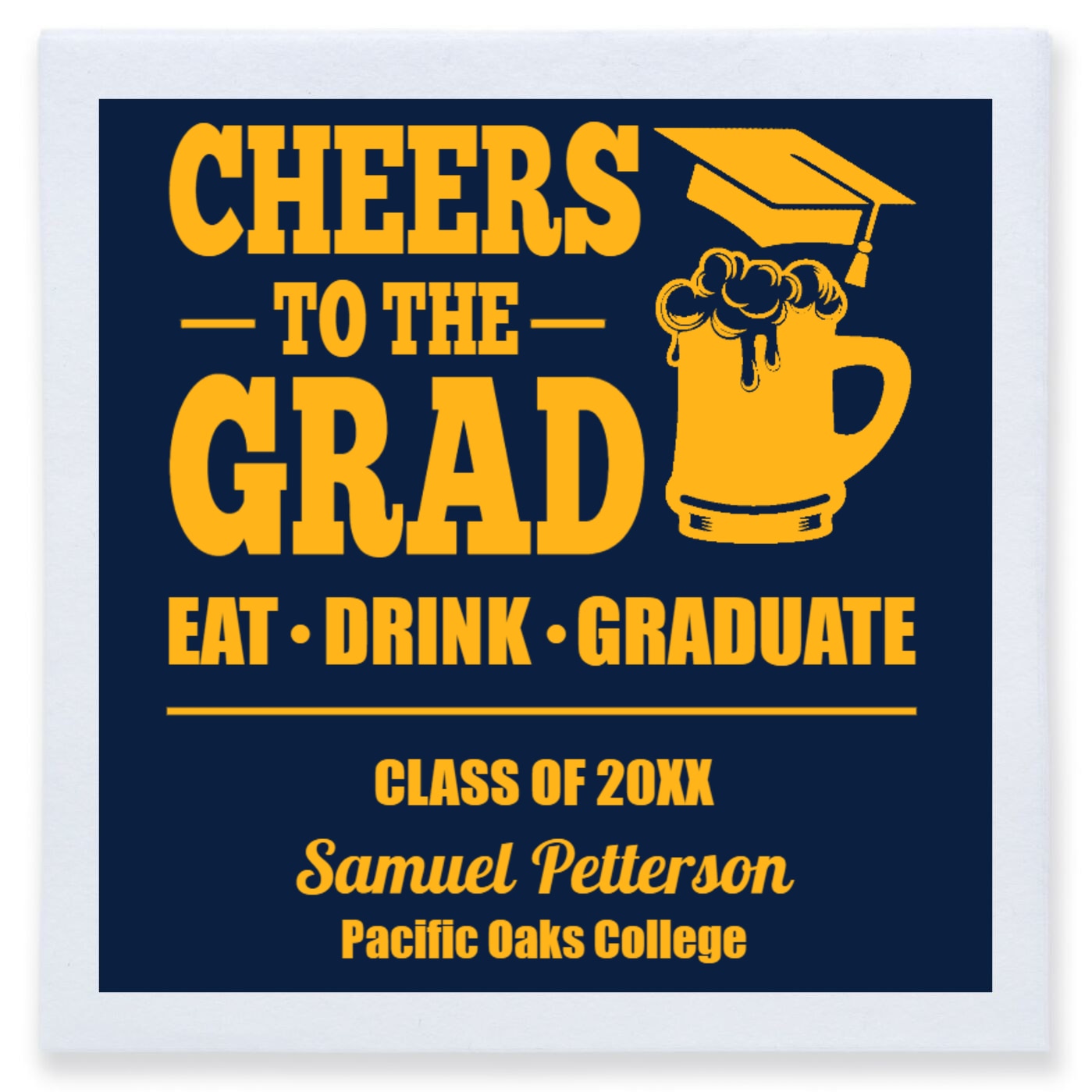 Cheers To The Grad Eat Drihnk Graduate Drink Full Color 3ply Premium Beverage Napkins Style 172743