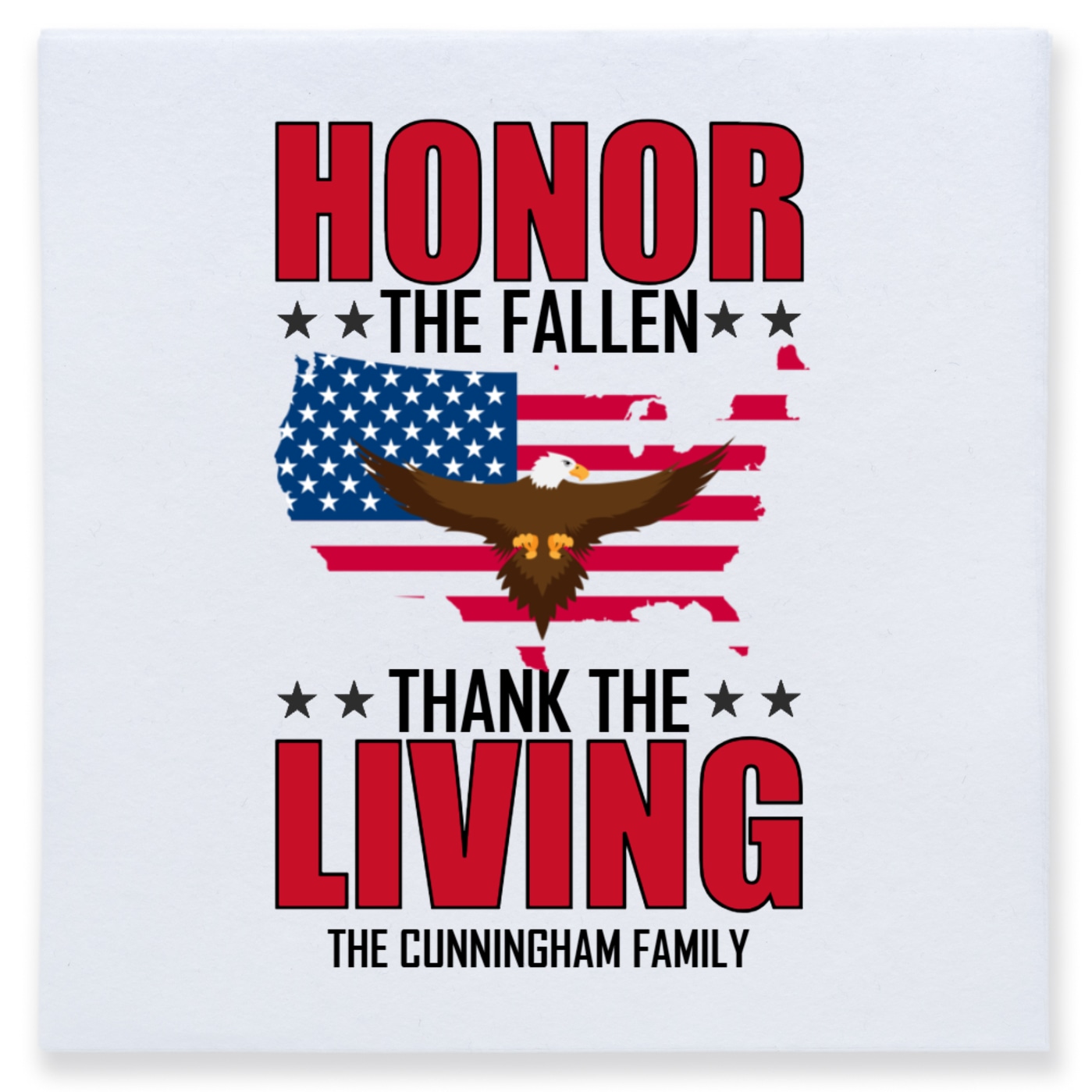 Honor The Fallen Thank The Living Full Color 3ply Premium Beverage Napkins Style 172829