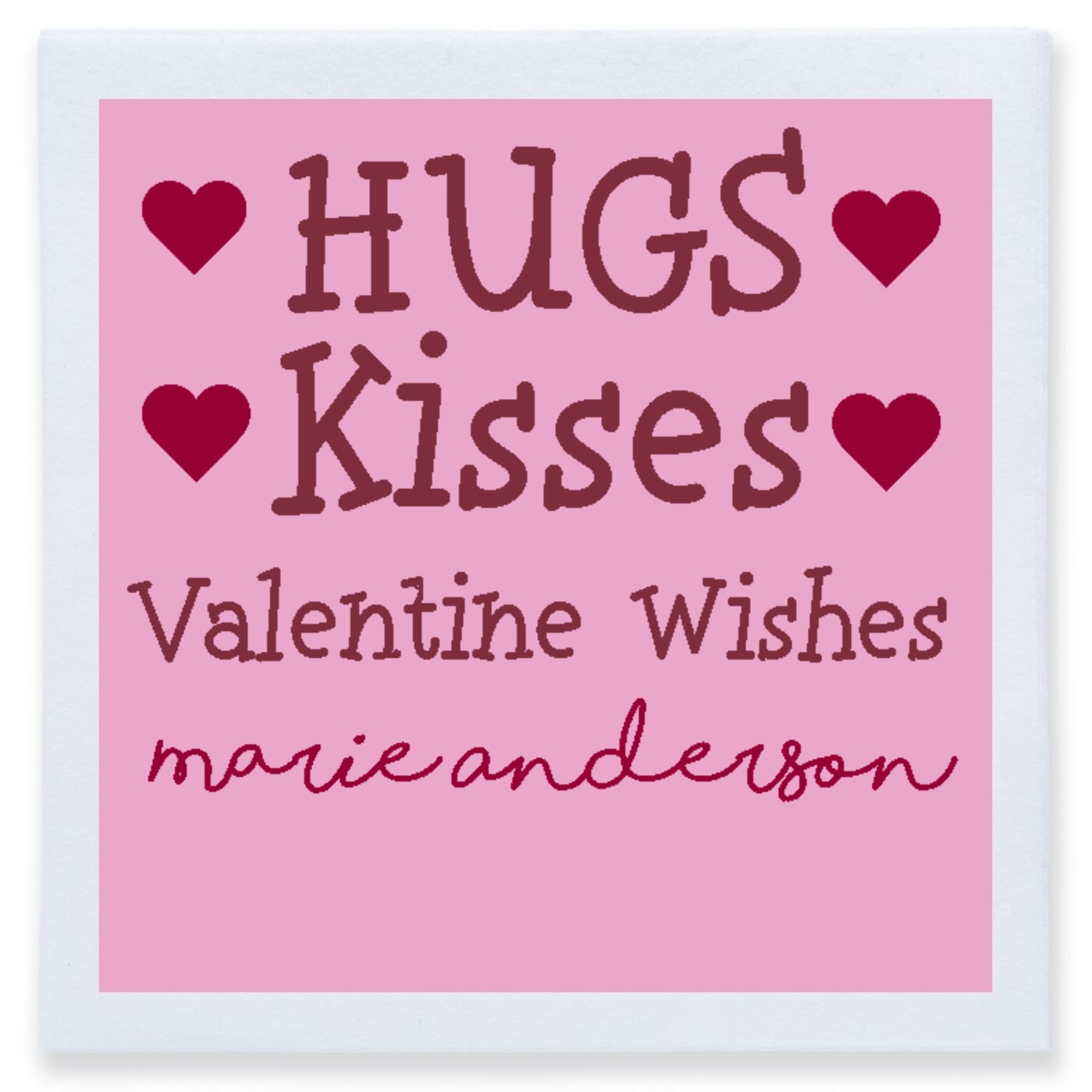 Hugs Kisses Valentine Wishes Marie Anderson Full Color 3ply Premium Beverage Napkins Style 169484