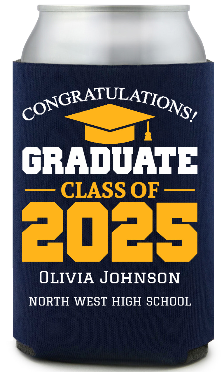 Congratulations Graduate Class Of 2025 Full Color Foam Collapsible Coolies All Over Print Style 172431