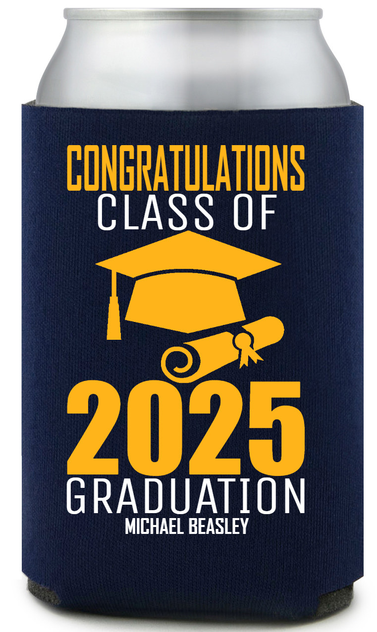 Congratulations Class Of 2025 Graduation Full Color Foam Collapsible Coolies All Over Print Style 171142