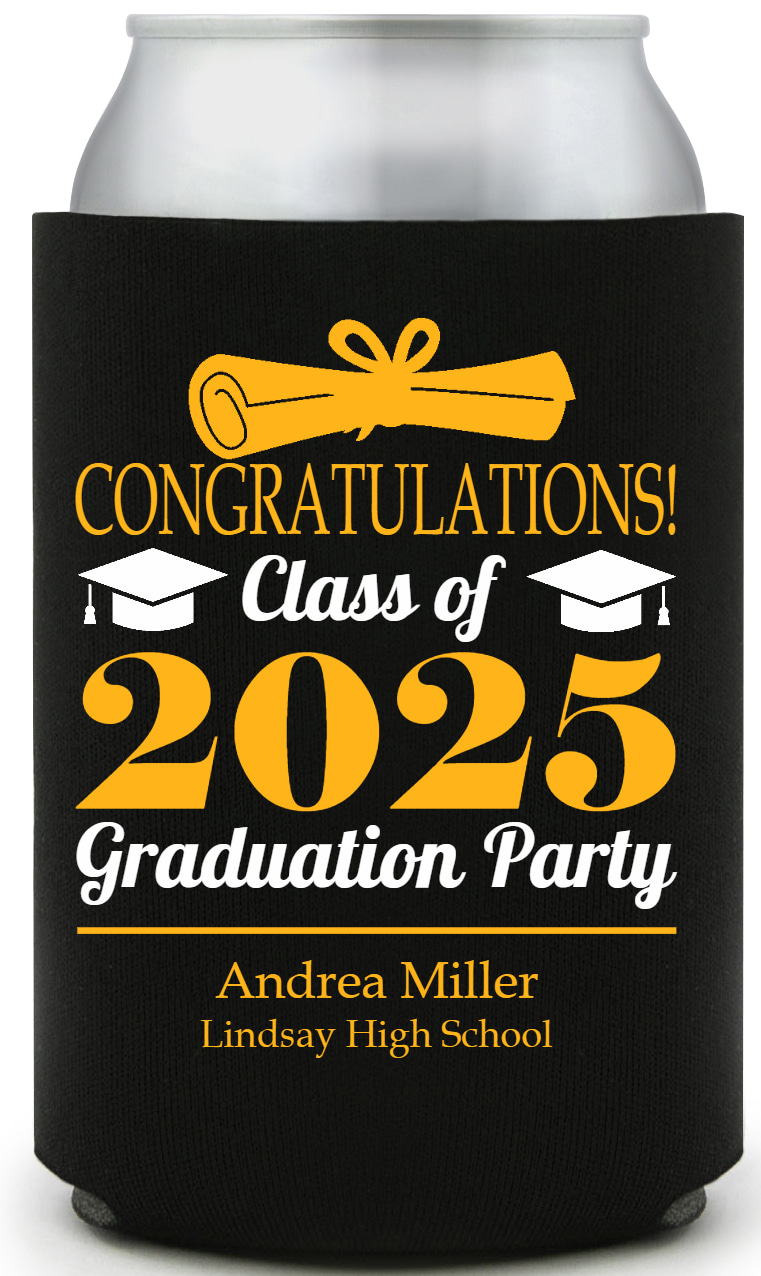 Congratulations Class Of 2025 Graduation Party Full Color Foam Collapsible Coolies All Over Print Style 172160