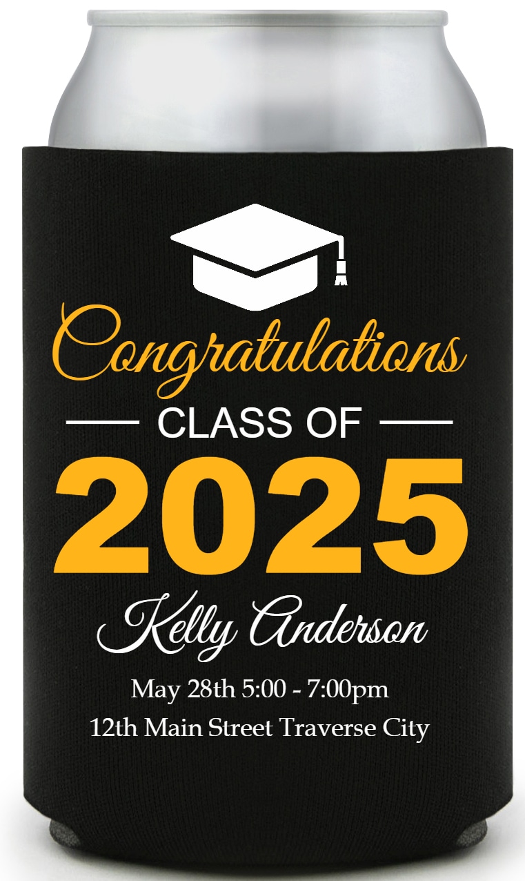 Congratulations Class Of 2025 Full Color Foam Collapsible Coolies All Over Print Style 172430