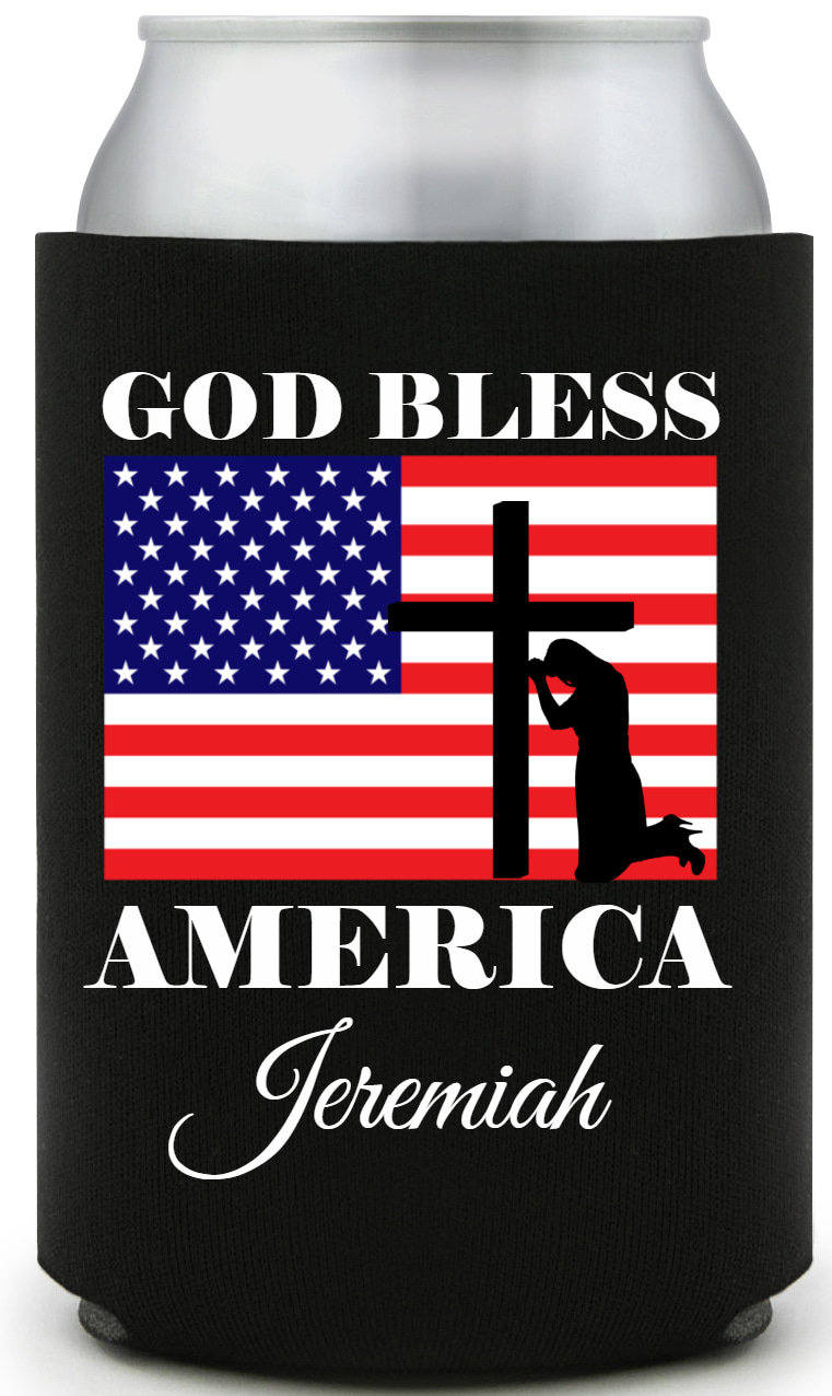 God Bless America Full Color Foam Collapsible Coolies All Over Print Style 172761