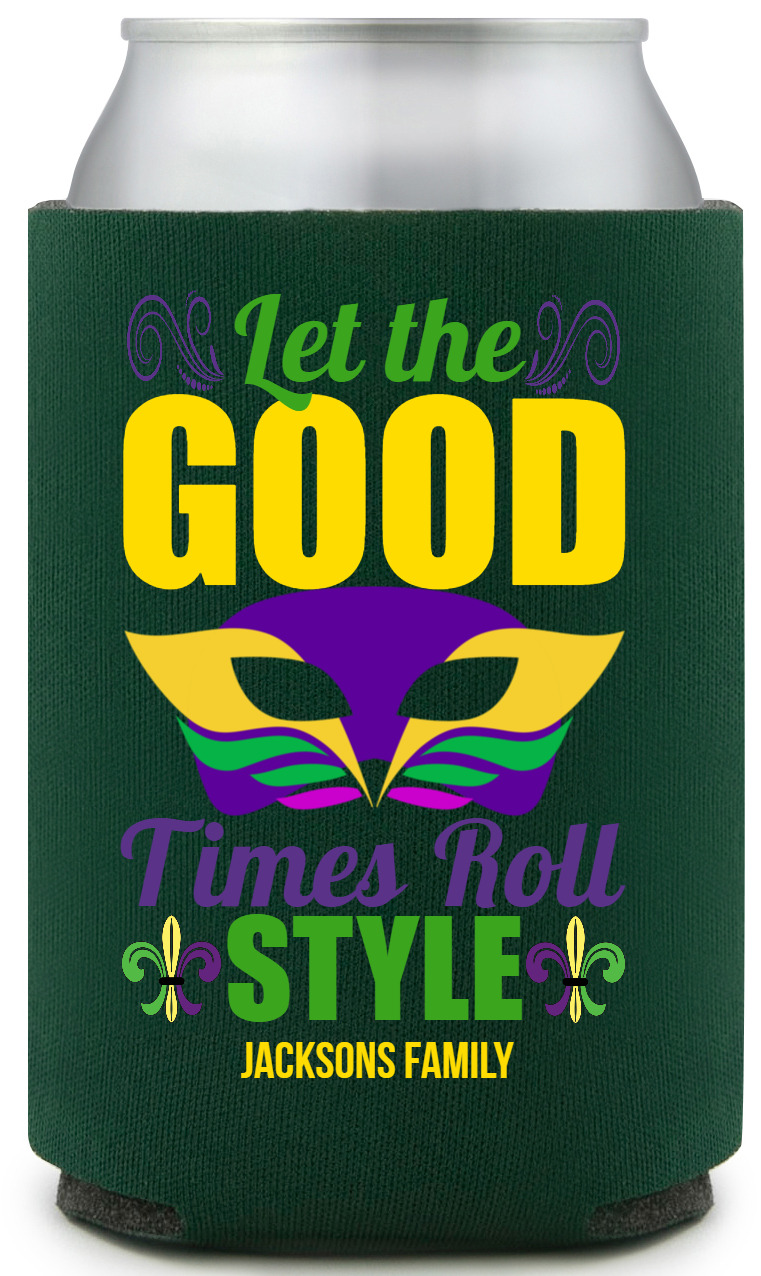 Let The Good Times Roll Start Style Full Color Foam Collapsible Coolies All Over Print Style 170330