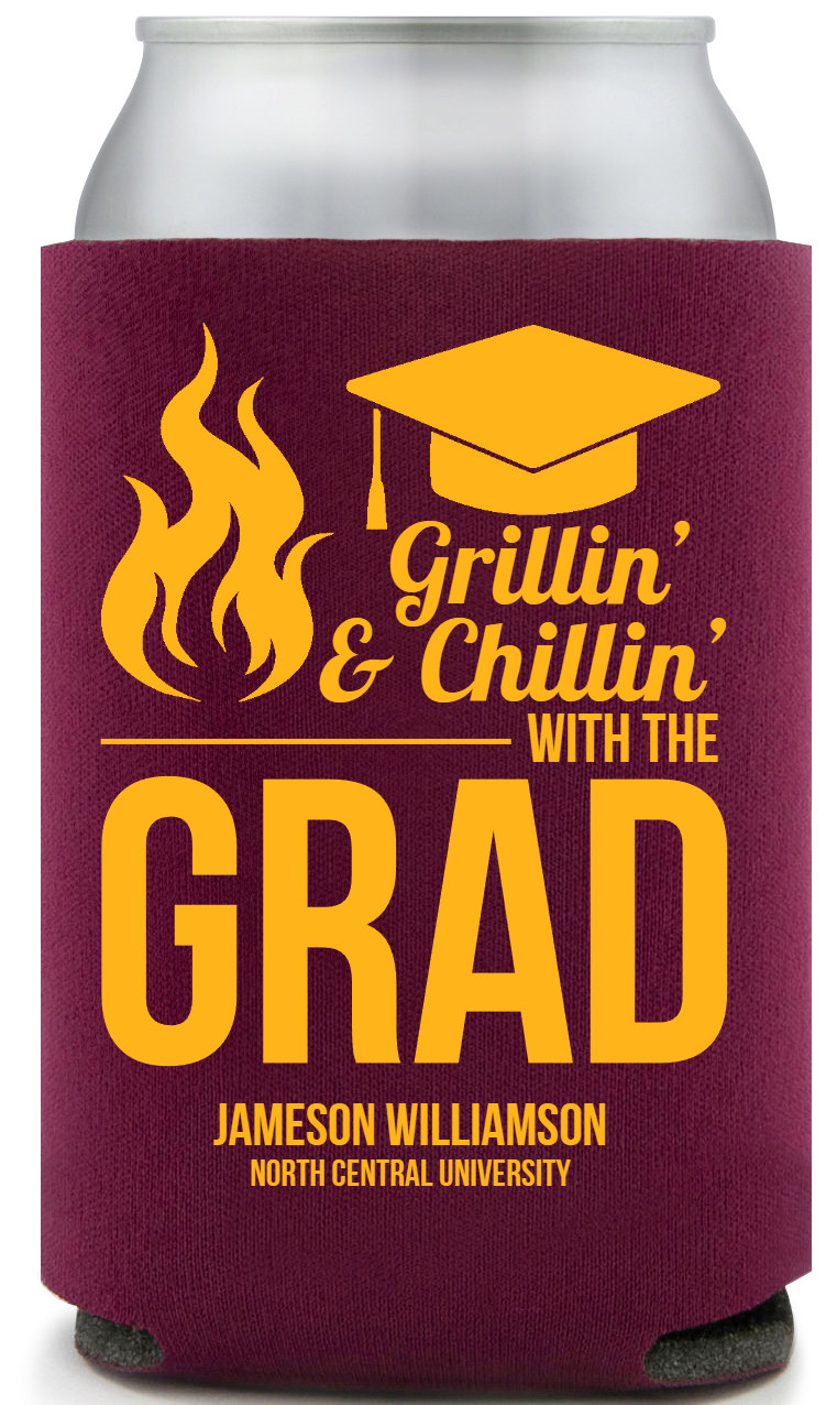 Grillin And Chillin With The Grad Full Color Foam Collapsible Coolies All Over Print Style 172716