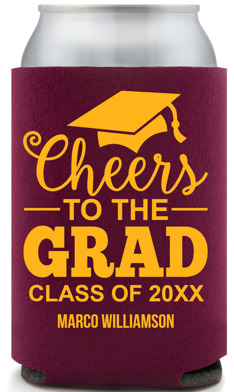 Chheers To The Grad Cheers Full Color Foam Collapsible Coolies All Over Print Style 172682