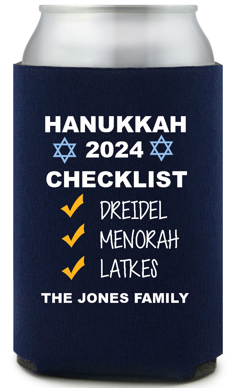 Hanukkah 2024 Checklist Dreidel Menorah Latkes Full Color Foam Collapsible Coolies All Over Print Style 168515