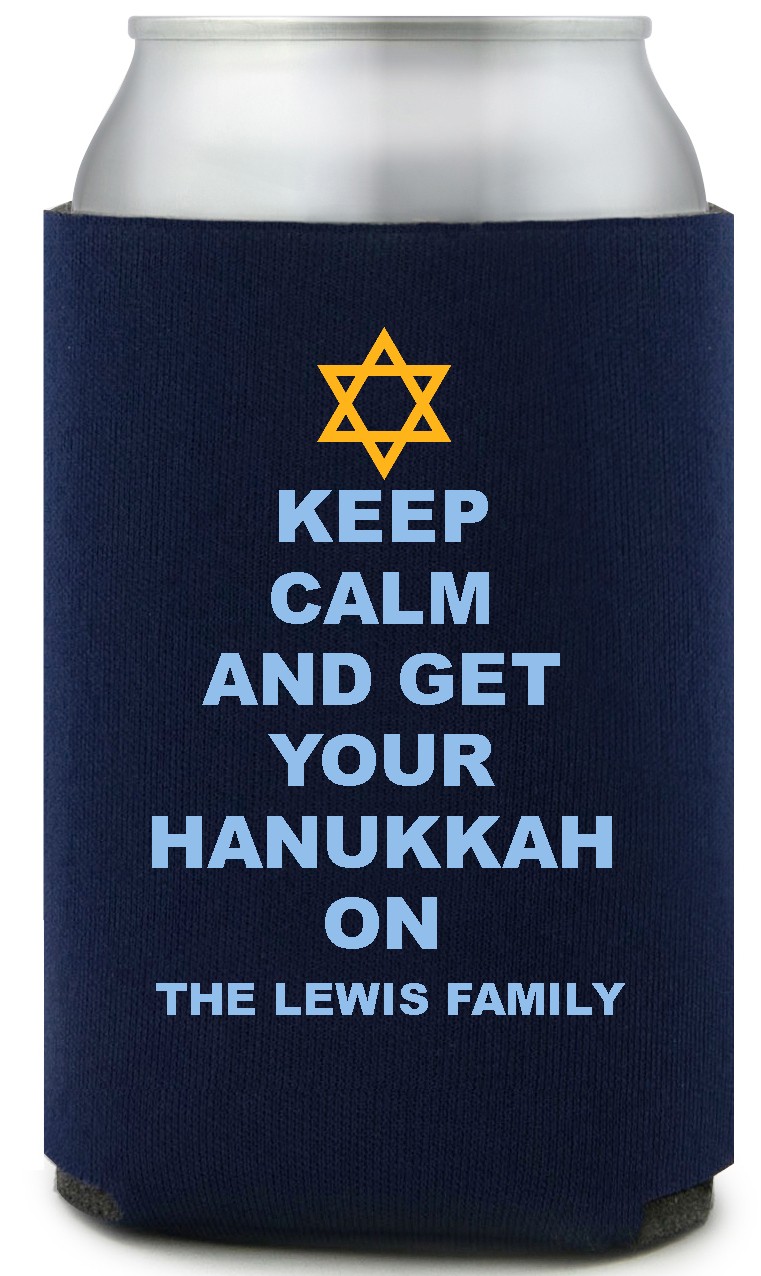 Keep Calm And Get Your Hanukkah On The Lewis Family Full Color Foam Collapsible Coolies All Over Print Style 168464