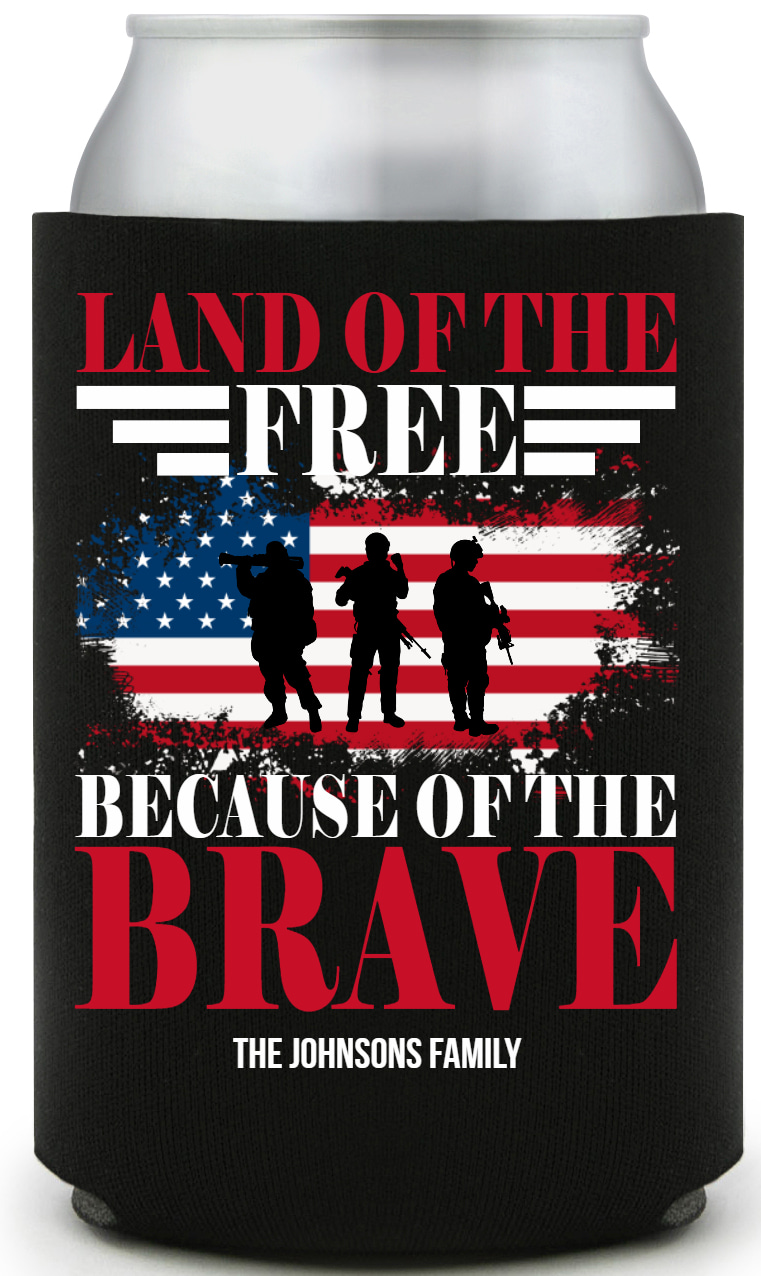 Land Of The Free Because Of The Brave Full Color Foam Collapsible Coolies All Over Print Style 172833