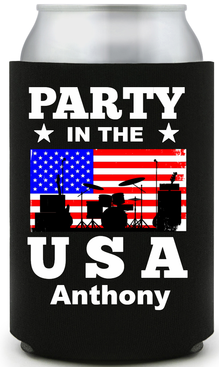 Party In The Usa Full Color Foam Collapsible Coolies All Over Print Style 173002