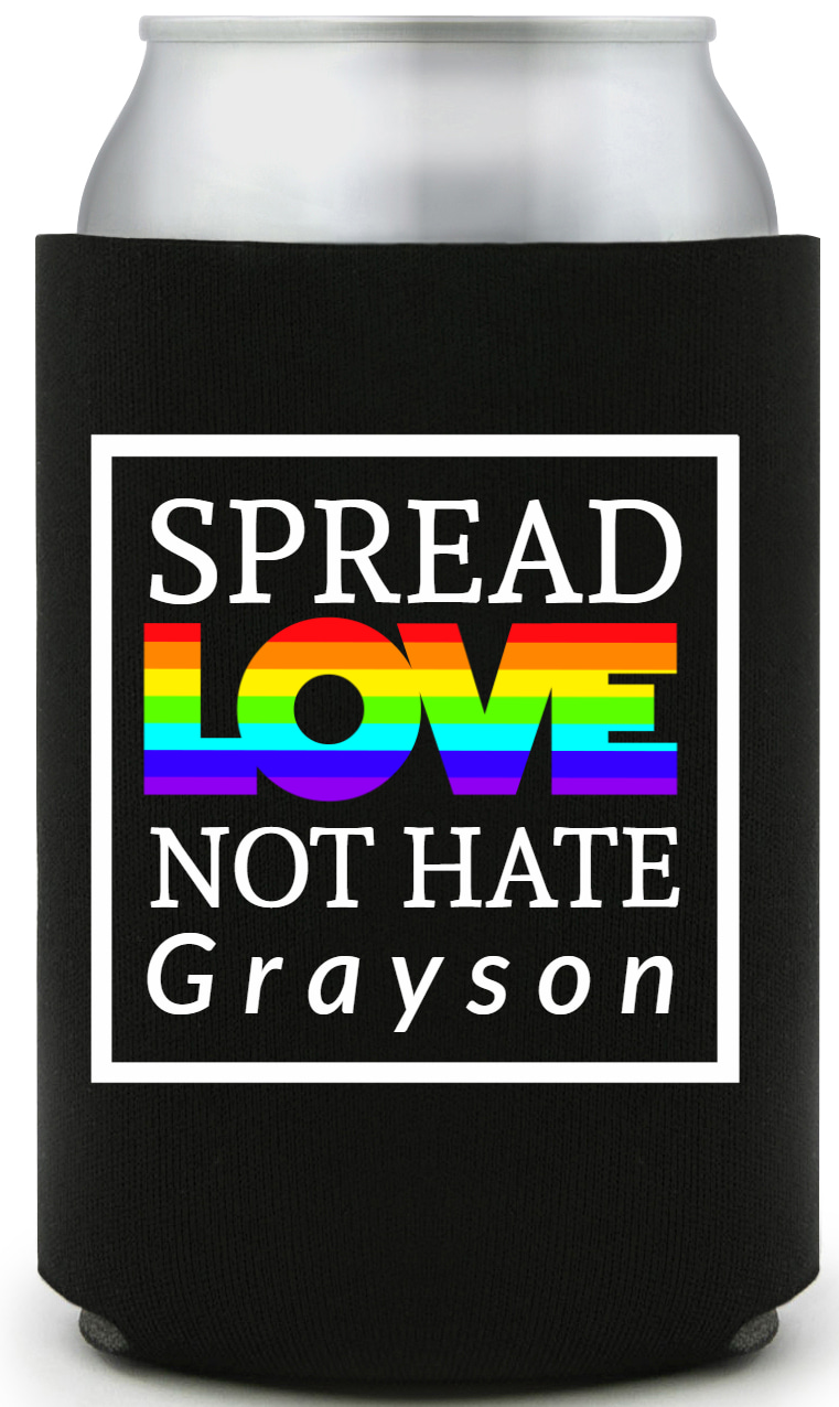 Spread Love Not Hate Full Color Foam Collapsible Coolies All Over Print Style 171633