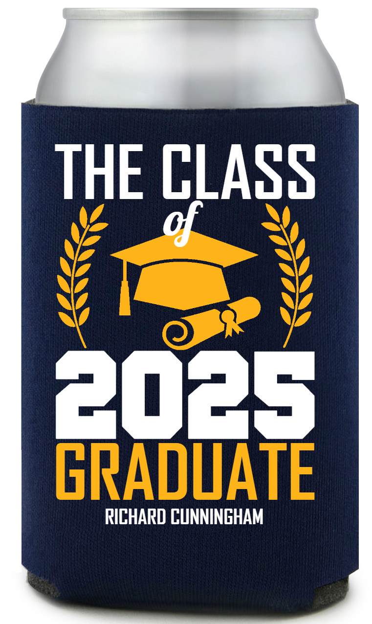 The Class Of 2025 Graduate Full Color Foam Collapsible Coolies All Over Print Style 171948