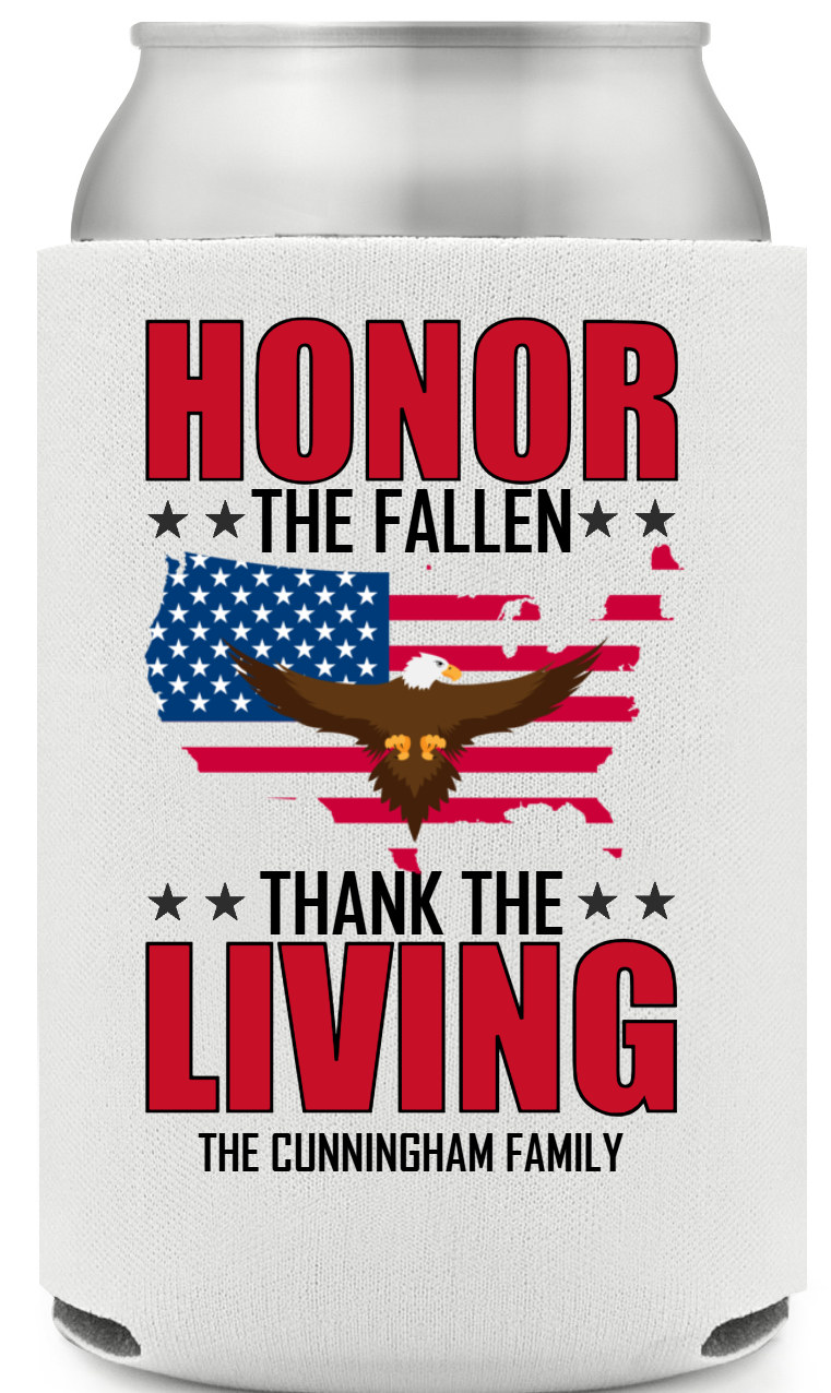 Honor The Fallen Thank The Living Full Color Foam Collapsible Coolies All Over Print Style 172829