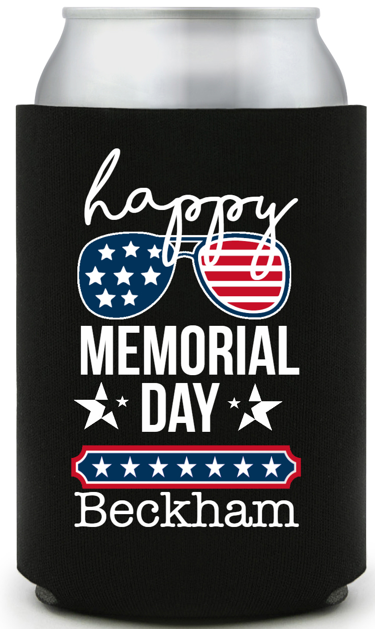 Happy Memorial Day Full Color Foam Collapsible Coolies All Over Print Style 173015