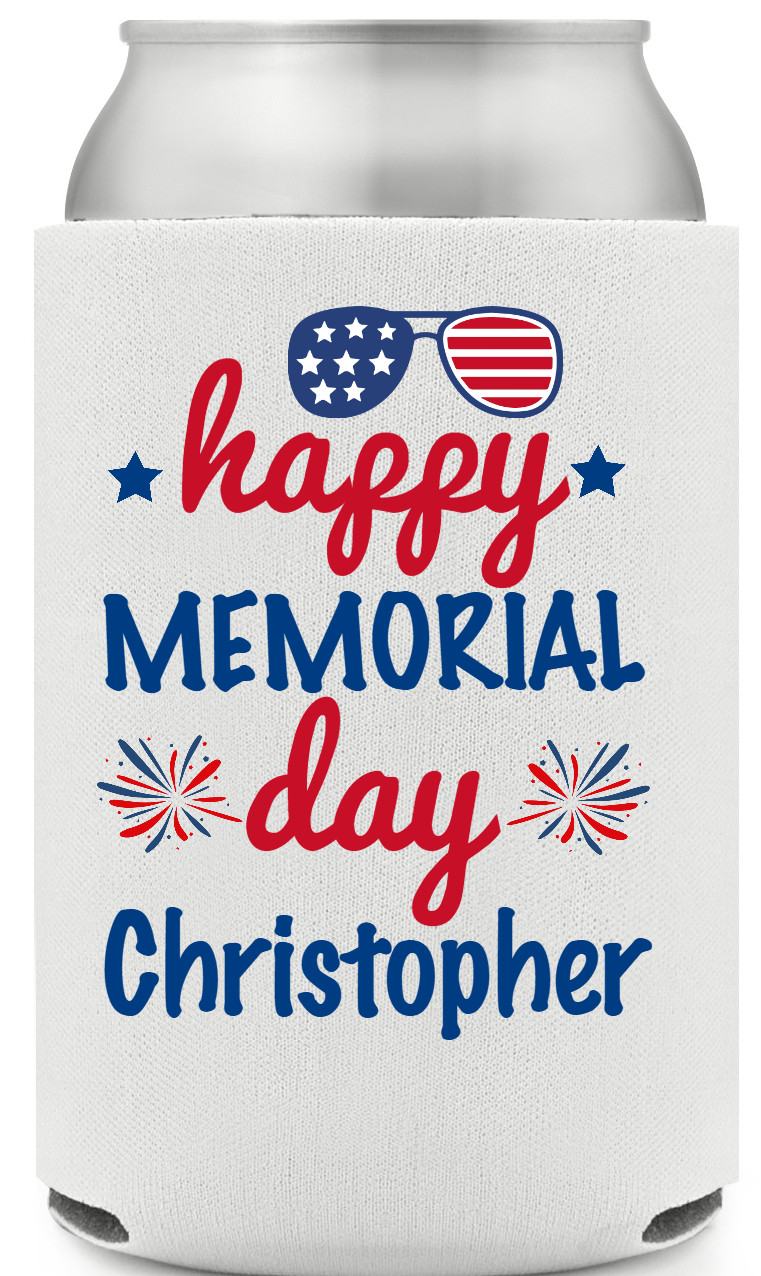 Happy Memorial Day Full Color Foam Collapsible Coolies All Over Print Style 173039
