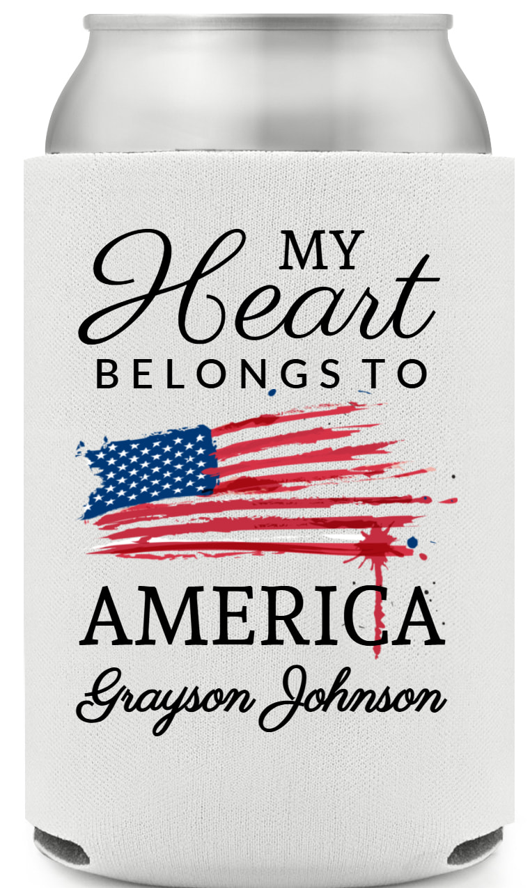 My Heart Belongs To America Full Color Foam Collapsible Coolies All Over Print Style 173006
