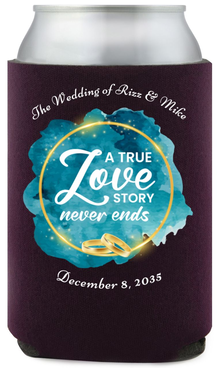Full Color Foam Collapsible Can Coolers A True Love Story Never Ends Style 158687