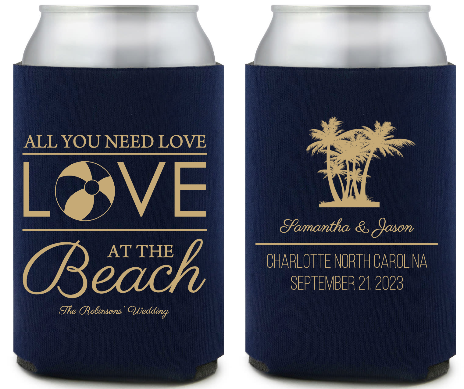 All You Need Is Love At The Beach Full Color Foam Collapsible Coolies Style 159293
