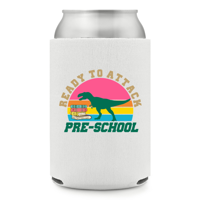 Full Color Foam Collapsible Can Coolers Back To School Pre School Ready To Attack Style 140013