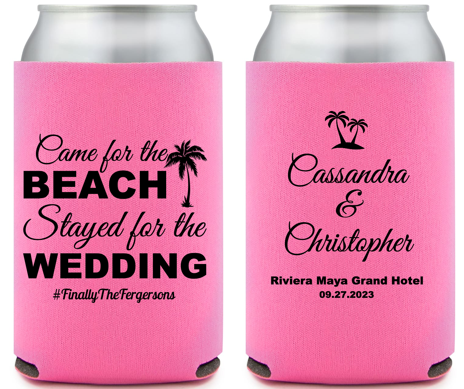 Came For The Beach Stayed For Thhe Wedding Full Color Foam Collapsible Coolies Style 159236