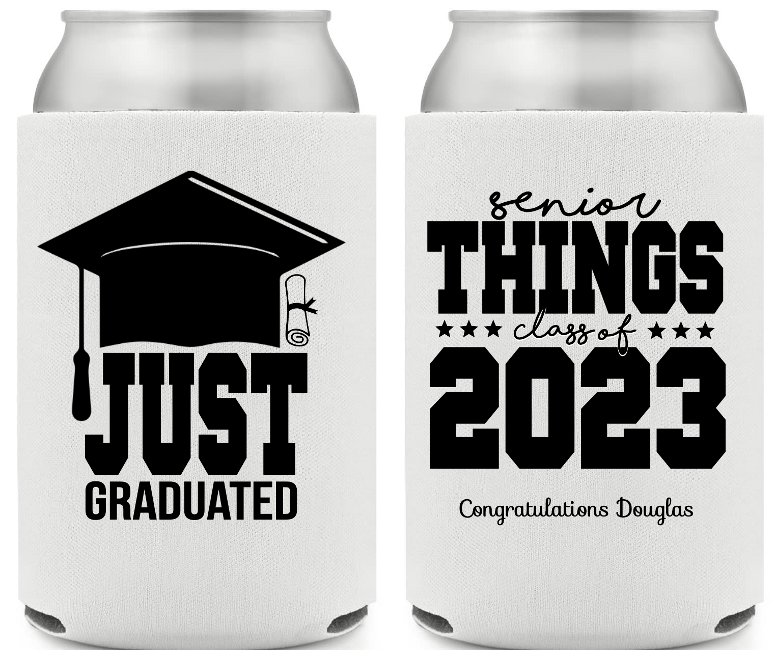 Just Graduated Senior Things Class Of 2023 Full Color Foam Collapsible Coolies Style 158937