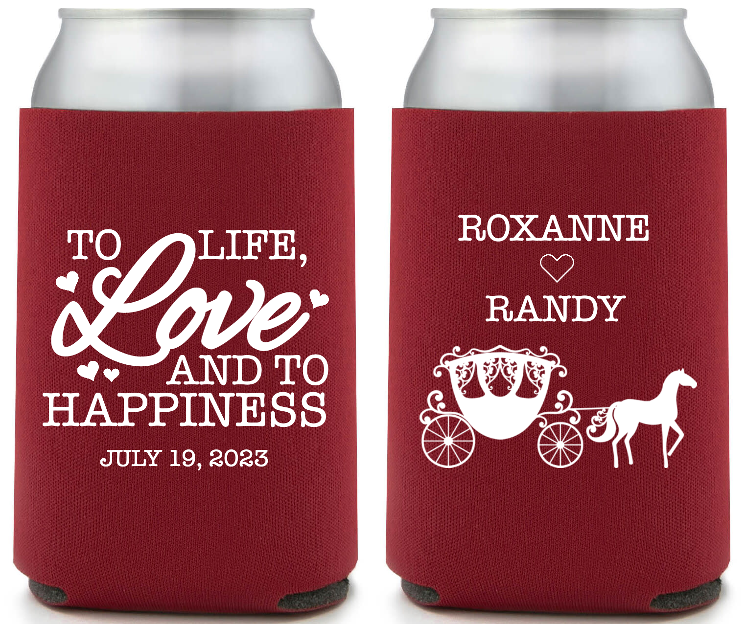 Life Love Happiness Full Color Foam Collapsible Coolies Style 159144