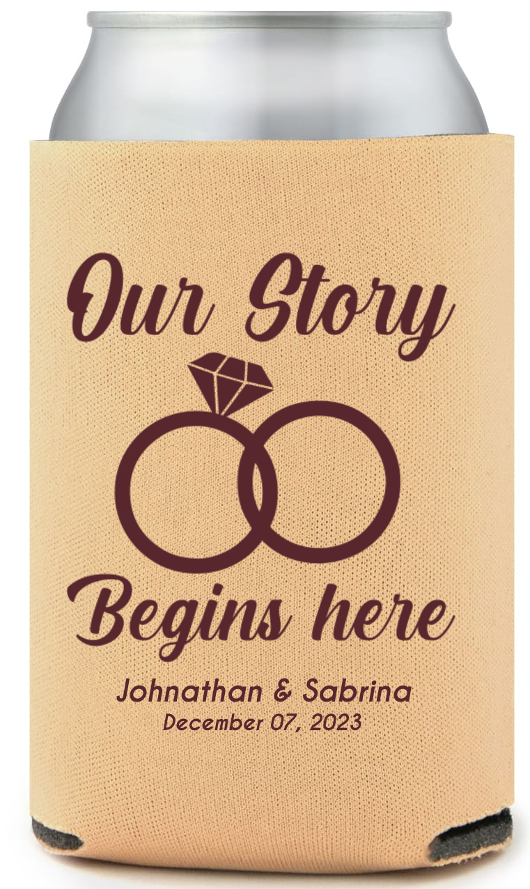 Our Story Begins Here Full Color Foam Collapsible Coolies Style 158926