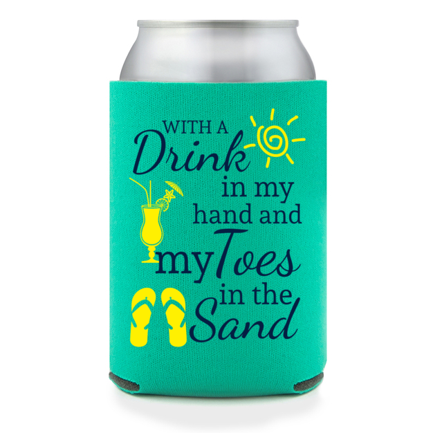 Full Color Foam Collapsible Can Coolers Summer Season With A Drink In My Hand And Toes In The Sand My Style 136126