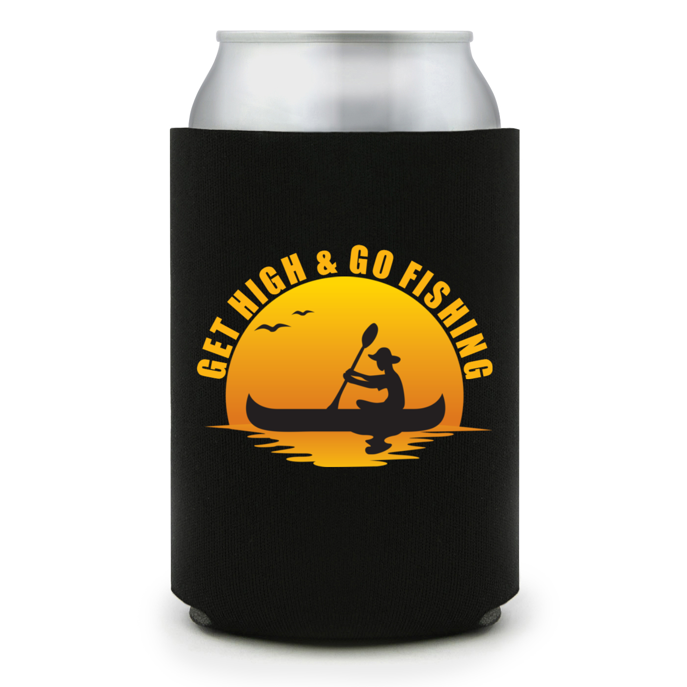 Full Color Foam Collapsible Can Coolers Summer Get High & Go Fishing Style 140091