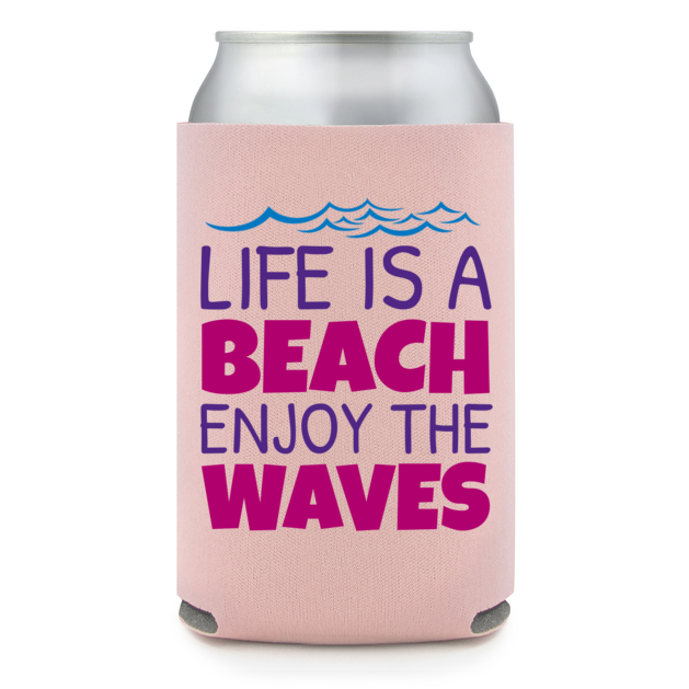Full Color Foam Collapsible Can Coolers Summer Life Is A Beach Enjoy The Waves Style 139891