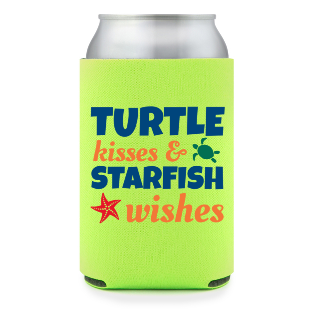 Full Color Foam Collapsible Can Coolers Summer Tutle Kisses & Starfish Wishes Style 139833
