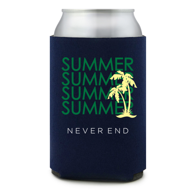 Full Color Foam Collapsible Can Coolers Summer Never End Style 138011