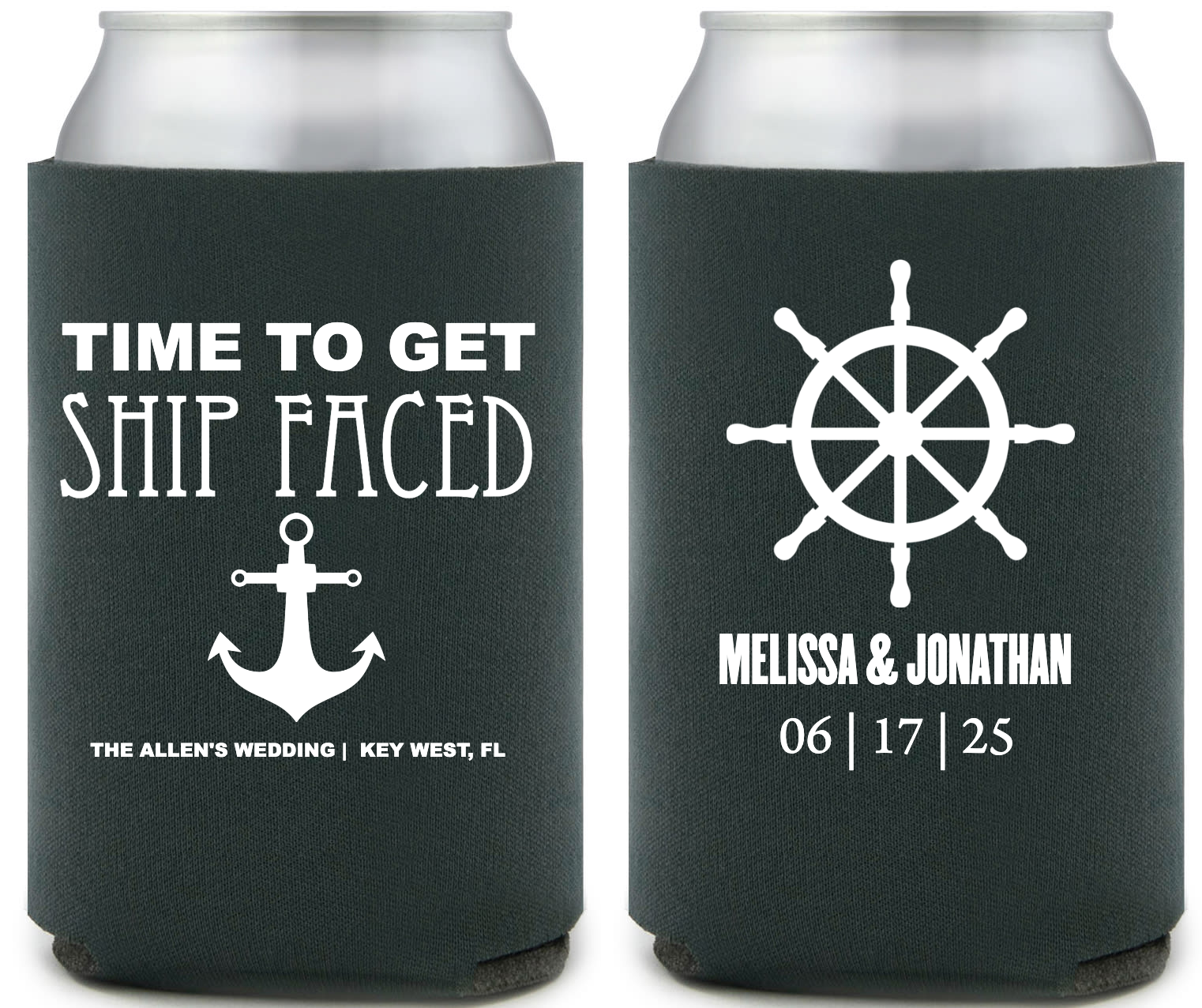 Time Get Ship Faced Full Color Foam Collapsible Coolies Style 159194