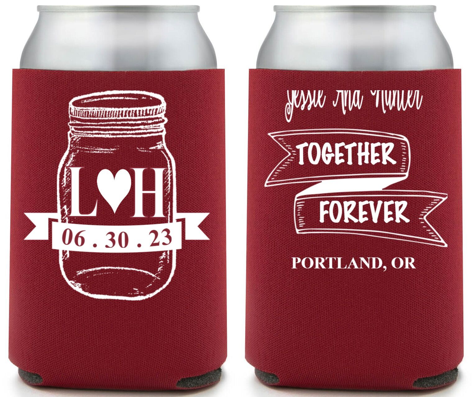 Full Color Foam Collapsible Can Coolers Together Forever L H 06 30 23 Together Forever Portland Or Jessie And Hunter Style 158651