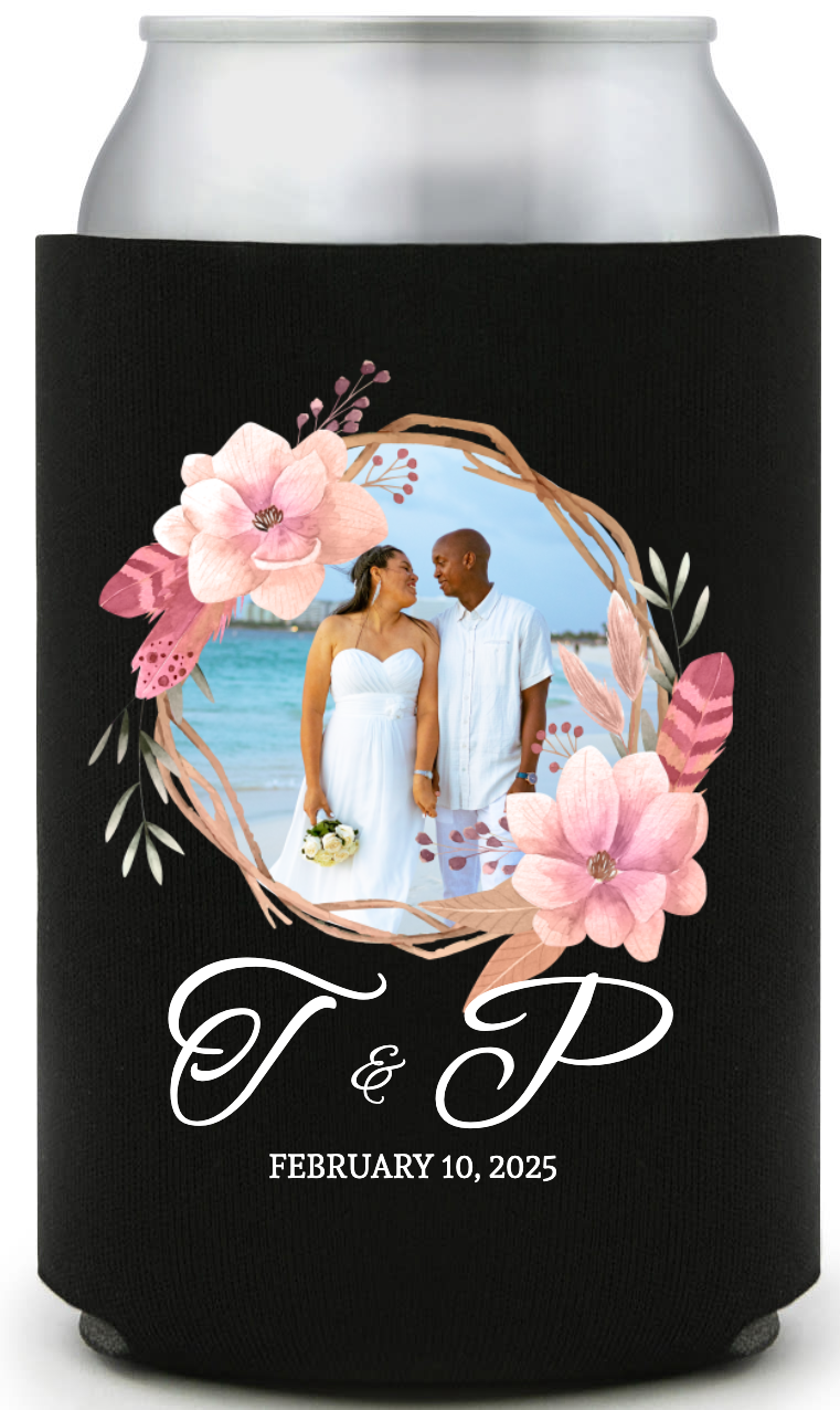 Wedding Initials Full Color Foam Collapsible Coolies Style 159056