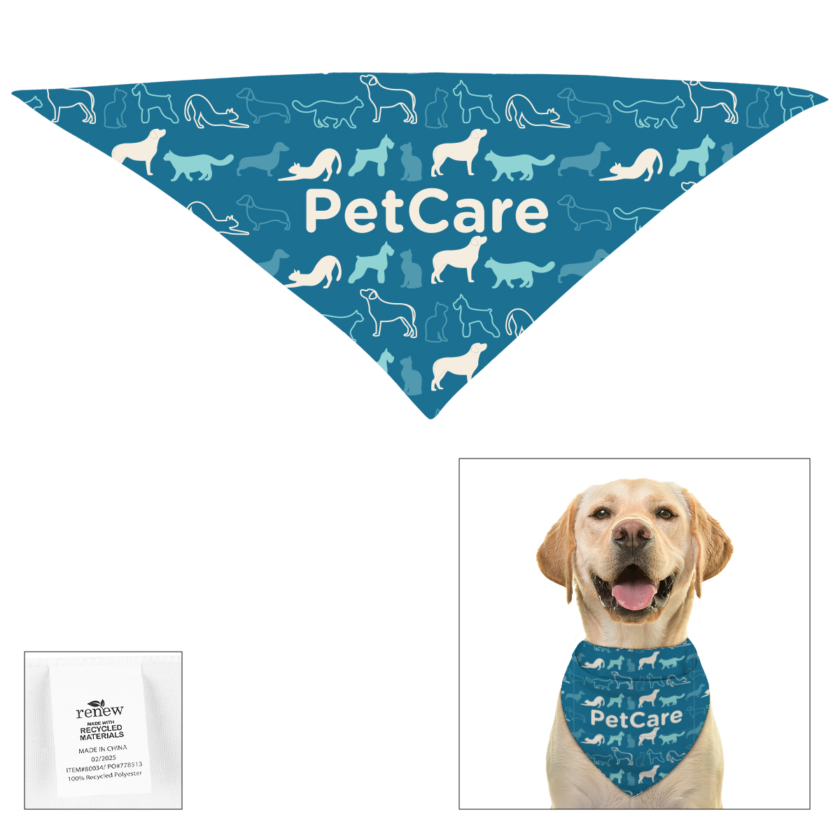 Full Color Large Triangle RPET Pet Bandana