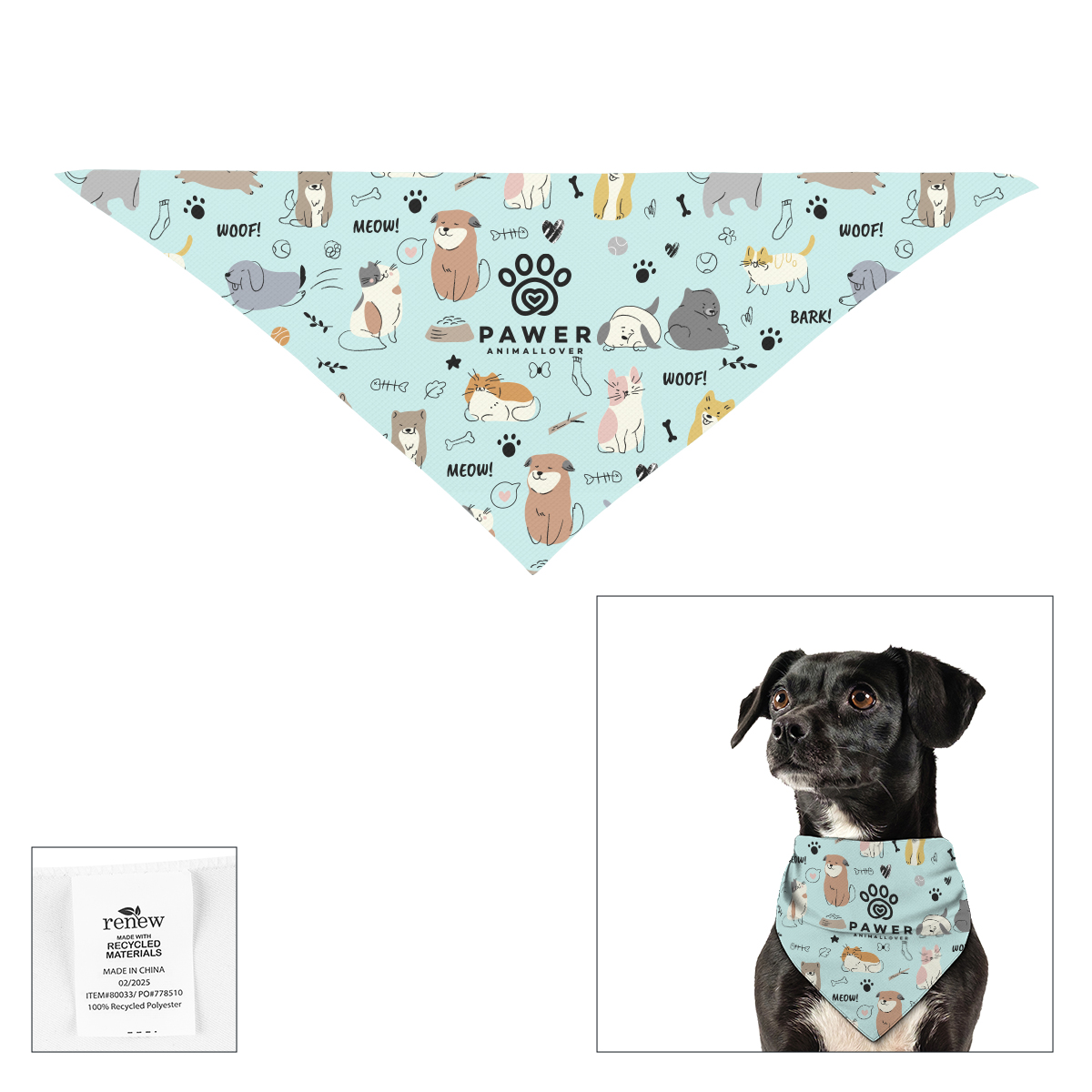 Full Color Small Triangle RPET Pet Bandana