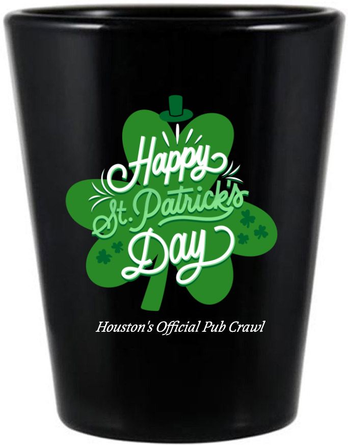 Happy St. Patrick’s Day Black Shot Glass