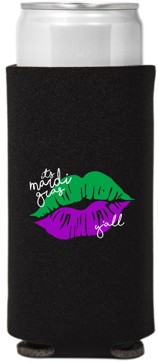 It’s Mardi Gras Full Color Slim Can Coolers
