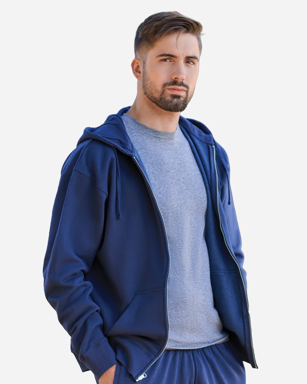 J. America Unisex BTB Fleece Hooded Full-Zip Sweatshirt - 8723