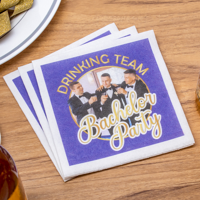 Large Print Full Color Linen-Like Beverage Napkins