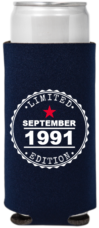 Limited Edition Personalized Birthday Full Color Slim Can Coolers