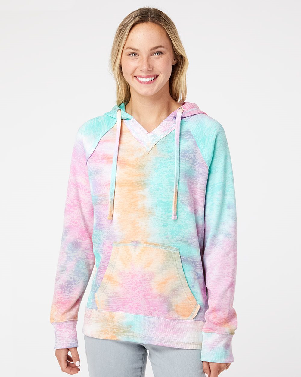 MV Sport Women&rsquo;s Courtney Burnout V-Notch Hooded Sweatshirt - W1162