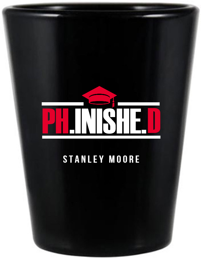 Personalized PhD Graduation Black Shot Glasses
