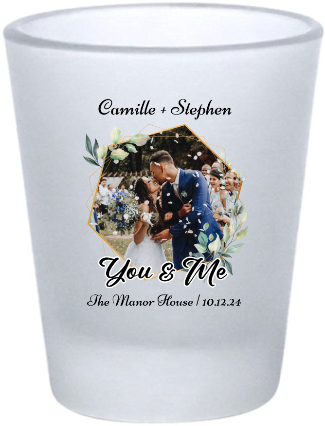 Personalized Photo You And Me Classic Wedding Frosted Shot Glasses