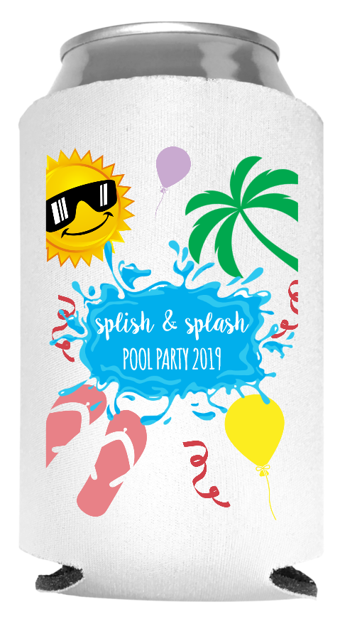 Pool Party Full Color Foam Collapsible Coolies Style 106351