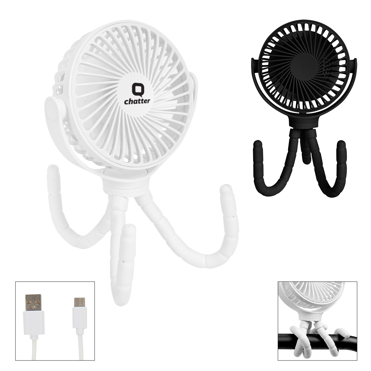Portable Rechargeable Fan With Flexible Tripod