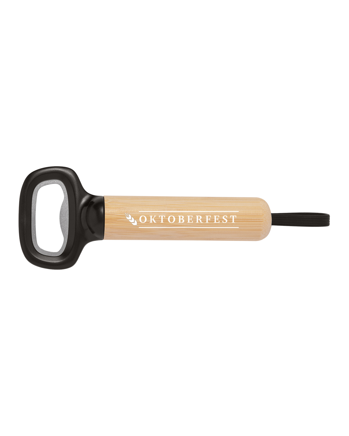 Bamboo Bottle Opener With Silicone Strap