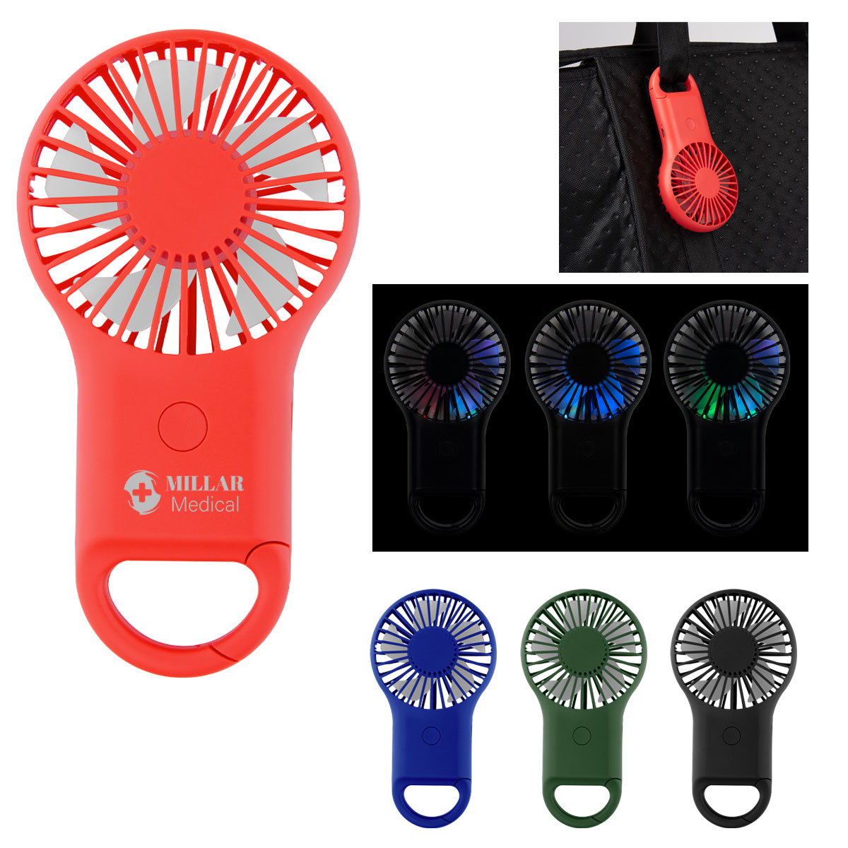Rechargeable Handheld Fan With Carabiner